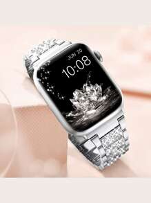 Rhinestone Decor Watchband Tương thích với Apple Watch - Bạc - Xem 5