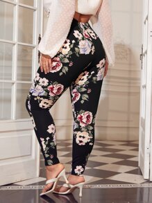 SHEIN Clasi Plus Floral Print Leggings - Multicolor - View 2