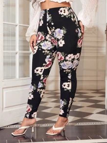 SHEIN Clasi Plus Floral Print Leggings - Multicolor - View 3