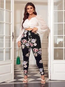 SHEIN Clasi Plus Floral Print Leggings - Multicolor - View 4