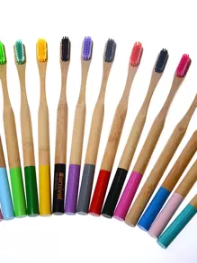 1pc Random Color Toothbrush, Boho Two Tone Random Disposable Toothbrush For Household - Multicolor - View 4