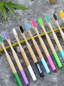 1pc Random Color Toothbrush, Boho Two Tone Random Disposable Toothbrush For Household - Multicolor - View 5