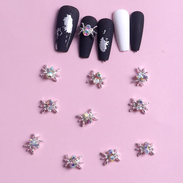 

10pcs Spider Shaped Nail Art Decoration, Multicolor