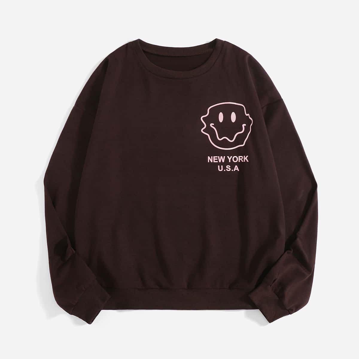 

Letter Cartoon Graphic Sweatshirt, Chocolate brown