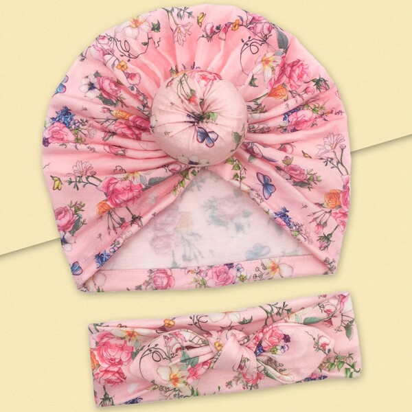 

Baby Floral Print Hat & Headband, Multicolor