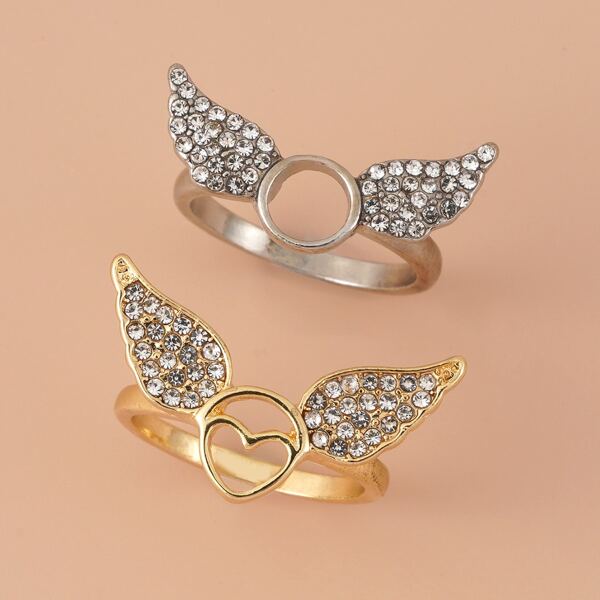 

2pcs Rhinestone Decor Ring, Multicolor