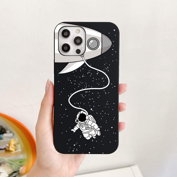 

Cartoon Astronaut Phone Case, Black and white