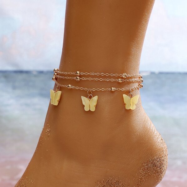 

Butterfly Decor Anklet, Yellow