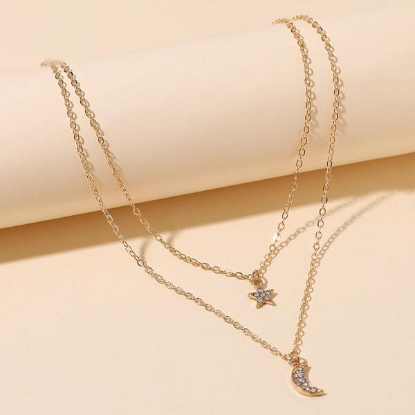 

Sun & Moon Pendant Necklace, Gold