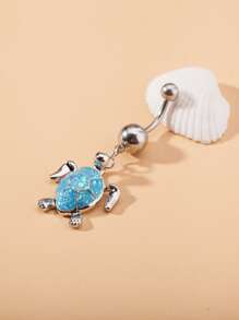 1pc Turtle Decor Navel Belly Ring Stainless Steel Fashion Punk Perfect Piercing For Women & Men Body Jewelry Gift - Multicolor - View 6