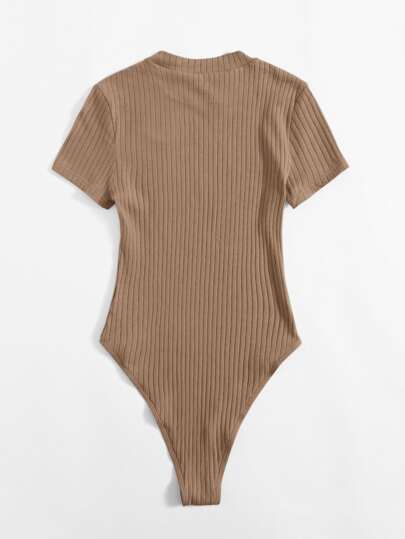 SHEIN EZwear 大碼羅紋針織素色連體衣