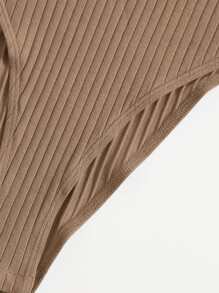 SHEIN EZwear Body unicolor tejido de canalé - Marrón Mocha - Ver 3