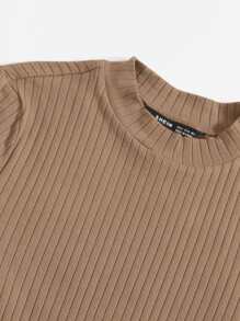 SHEIN EZwear Body unicolor tejido de canalé - Marrón Mocha - Ver 4