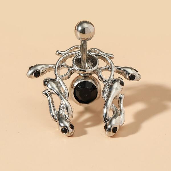 

Snake Decor Navel Belly Ring, Silver