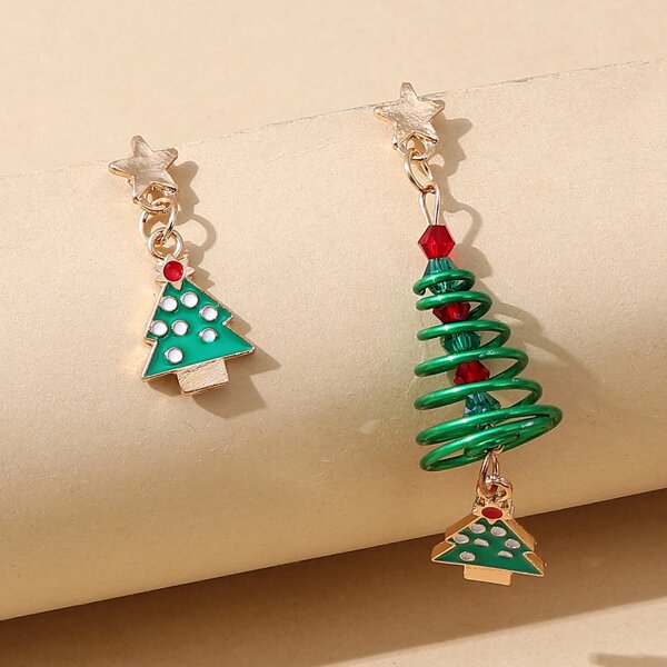 

Christmas Tree Charm Drop Earrings, Multicolor
