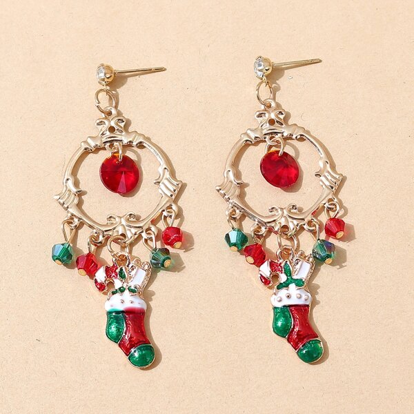 

Christmas Socks Drop Earrings, Multicolor