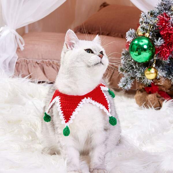 

Christmas Knitted Pet Bandana, Red
