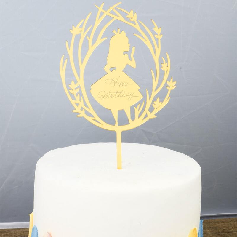 

1pc Cartoon Design Birthday Decorative Cake Topper, Gold