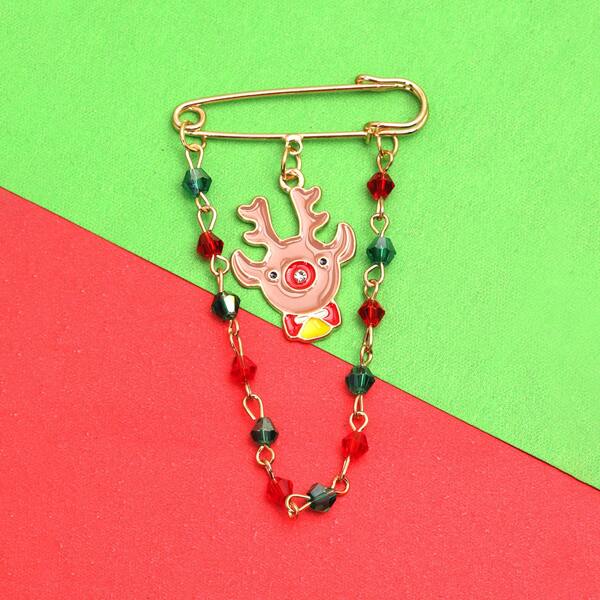 

Christmas Safety Pin Brooch, Multicolor