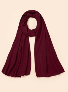 簡約風素色圍巾 - 酒紅色 - 查看 1
