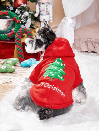 Christmas Tree Print Pet Hoodie