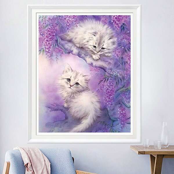 

Cat Print DIY Diamond Unframed Painting, Multicolor