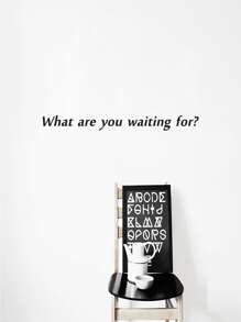 Slogan Graphic Wall Sticker - Black - View 2