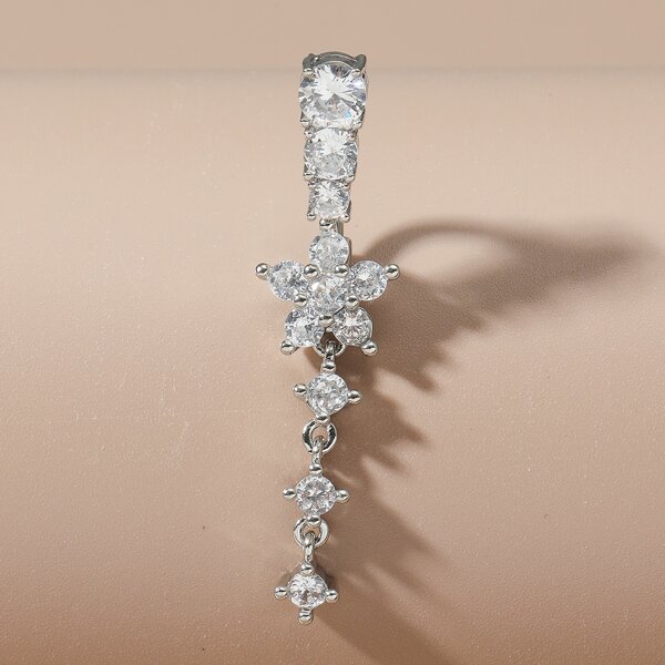 

Zircon Decor Navel Belly Ring, Silver