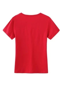 Camiseta Navidad & con estampado de slogan - Rojo - Ver 2