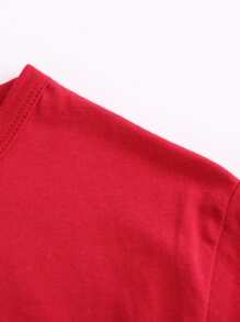 Camiseta Navidad & con estampado de slogan - Rojo - Ver 3
