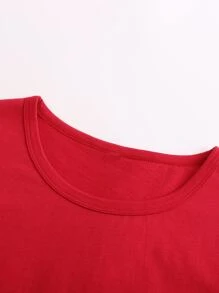 Camiseta Navidad & con estampado de slogan - Rojo - Ver 5