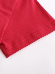 Camiseta Navidad & con estampado de slogan - Rojo - Ver 4