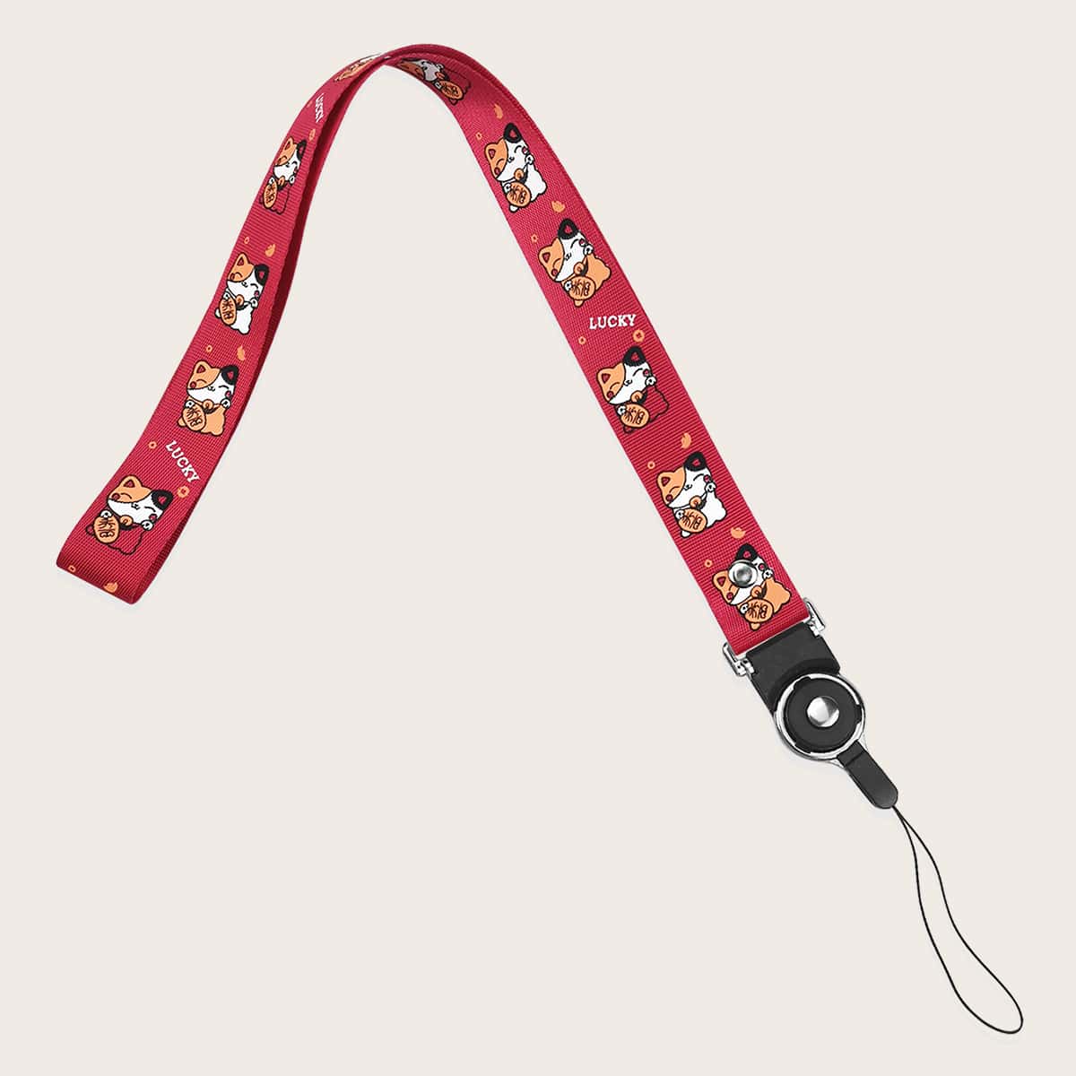 

Cartoon Cat Pattern Phone Lanyard, Multicolor