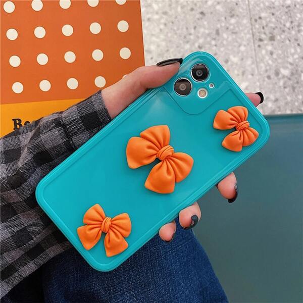 

3D Bowknot Decor Phone Case, Blue