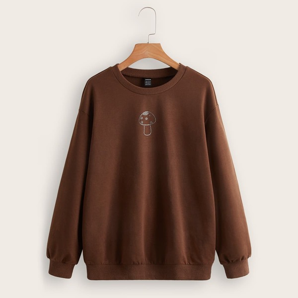 

Mushroom Rhinestone Detail Pullover, Coffee brown