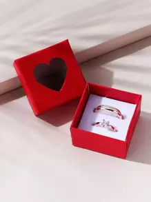 2入組/套中性可調節銅和微鑲簡約風情侶環適合情人節,訂婚,婚禮,禮品 - 玫瑰金 - 查看 1