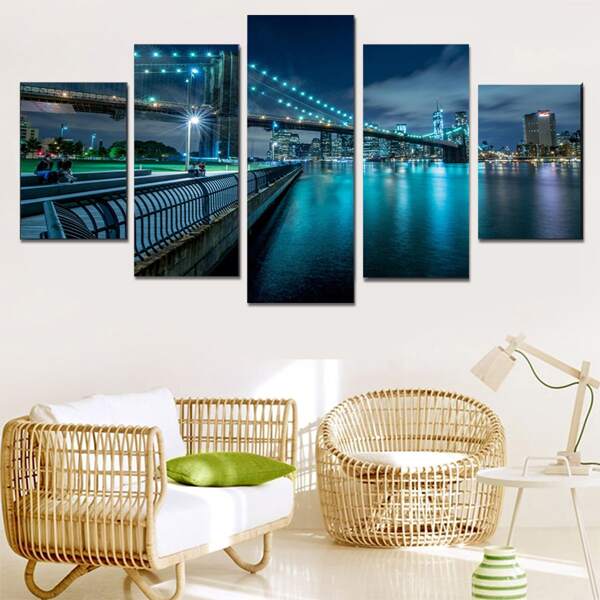 

5pcs Scenery Print DIY Diamond Unframed Painting, Multicolor