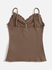 SHEIN Camisola de punto de verano de unicolor regular para adolescente - Camel - Ver 2