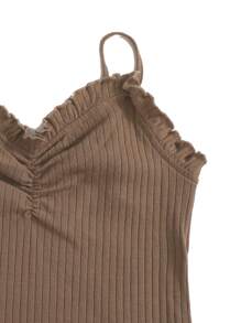 SHEIN Camisola de punto de verano de unicolor regular para adolescente - Camel - Ver 3