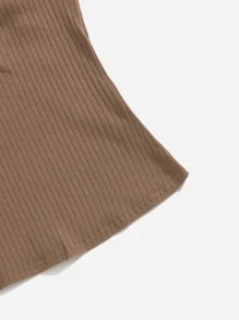SHEIN Camisola de punto de verano de unicolor regular para adolescente - Camel - Ver 4