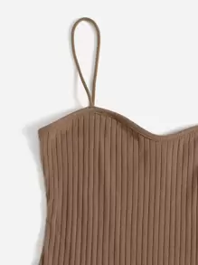 SHEIN Camisola de punto de verano de unicolor regular para adolescente - Camel - Ver 5