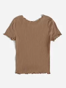 SHEIN EZwear Ribbed Lettuce-Edge Form-Fitting Top