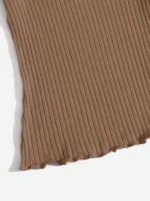 SHEIN EZwear Ribbed Lettuce-Edge Form-Fitting Top