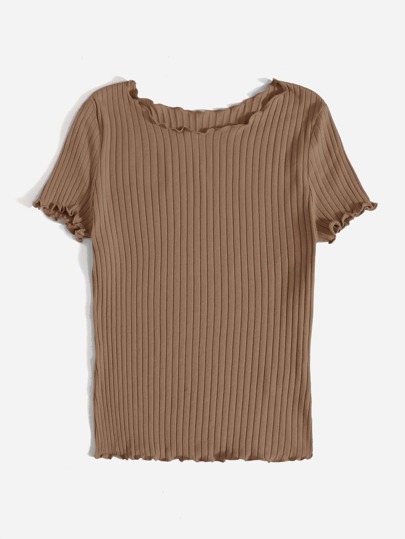 SHEIN EZwear 生菜邊羅紋針織上衣