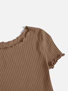 SHEIN EZwear Ribbed Lettuce-Edge Form-Fitting Top