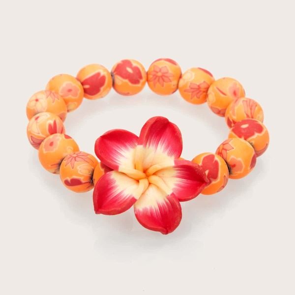 

Flower Decor Beaded Bracelet, Multicolor