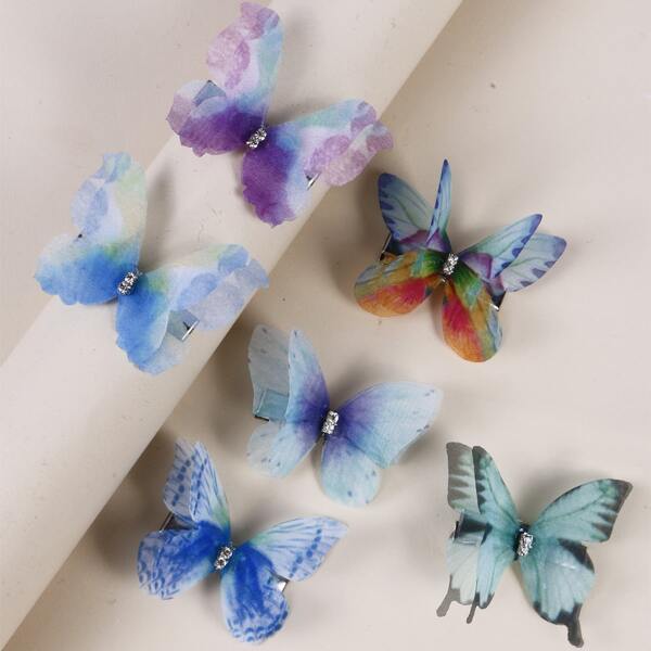 

6pcs Butterfly Decor Hair Clip, Multicolor