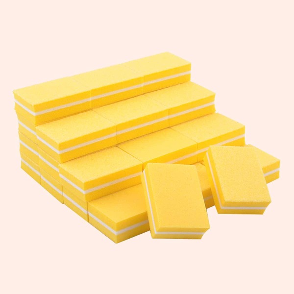 

20pcs Double-sided Sponge Nail File, Yellow