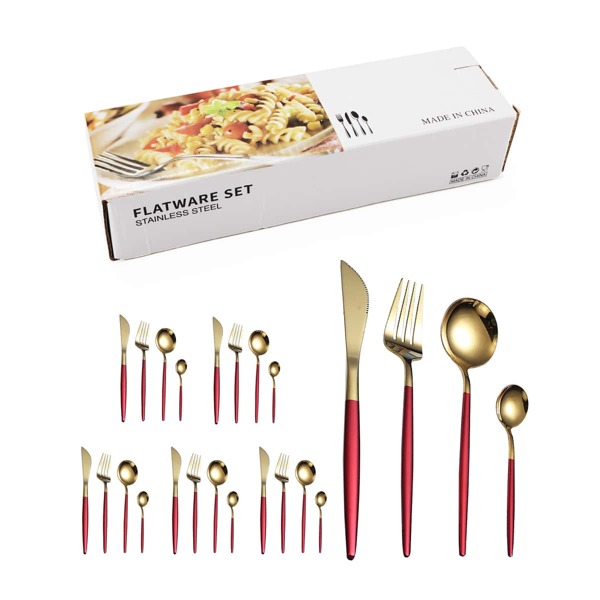 

24pcs Stainless Steel Cutlery Set, Multicolor