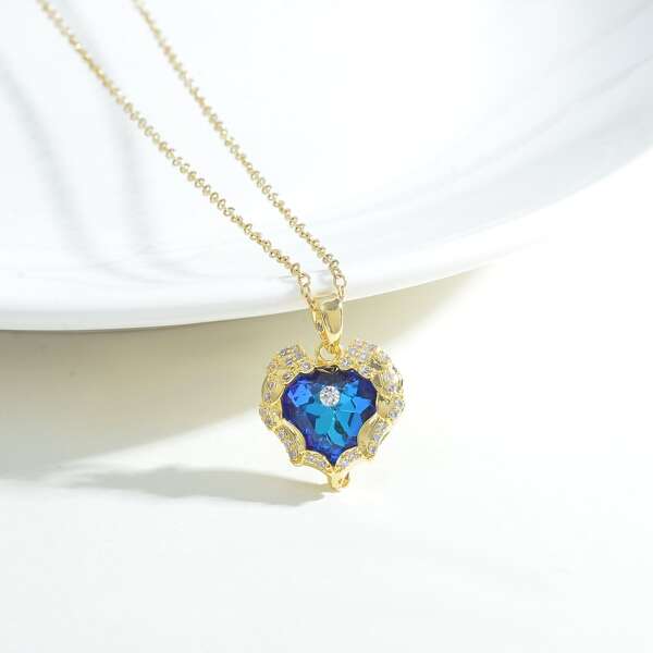 

14K Gold Plated Zircon Heart Charm Necklace